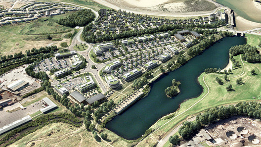 Rendering of a masterplanning study combining architectural, geotechnical, sustainability, and GIS data to visualize a 34-acre site in South Wales. Image Courtesy of Arup Connect