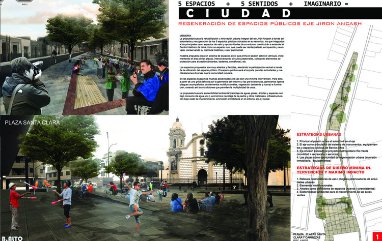 Resultado Concurso Internacional: Tratamiento Integral de 5 Espacios Públicos en el Centro Histórico de Lima - Más Imágenes
