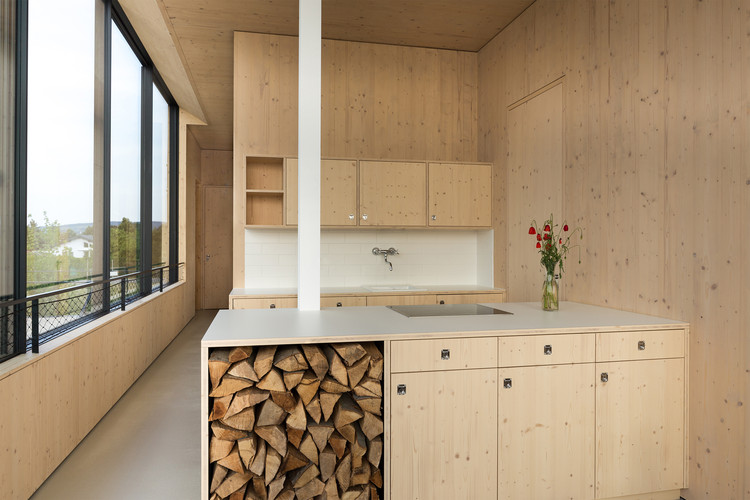 Lake House / Maximilian Eisenköck - Countertop, Windows, Wood, Lighting, Kitchen, Chair, Sink