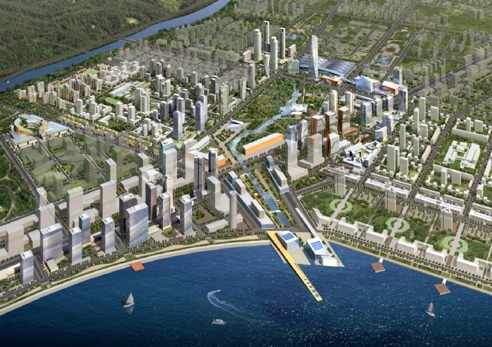 Songdo International Business District master plan by Kohn Pedersen Fox: the grid, canal and Central Park structure guiding the district's later phases