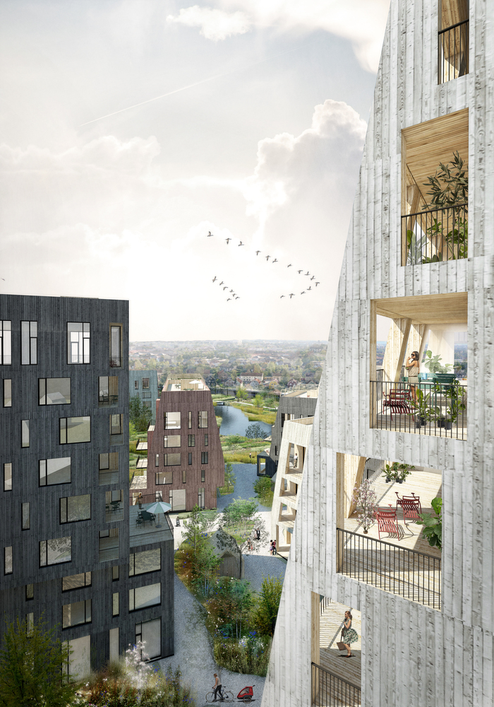 C.F. Møller's Proposal for the Örebro Timber Town Blurs the Line Between City and Nature - Facade, Arch, Stairs, Cityscape