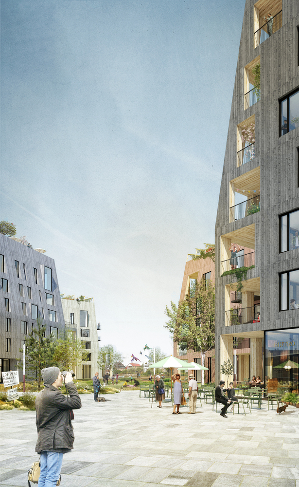 C.F. Møller's Proposal for the Örebro Timber Town Blurs the Line Between City and Nature - Facade