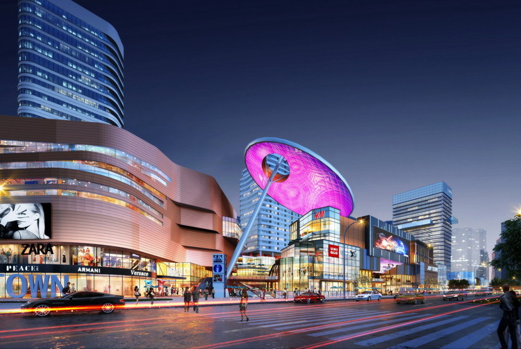 Colorful New Shopping District "Joytown" Under Construction in Changsha, China - Facade, Cityscape