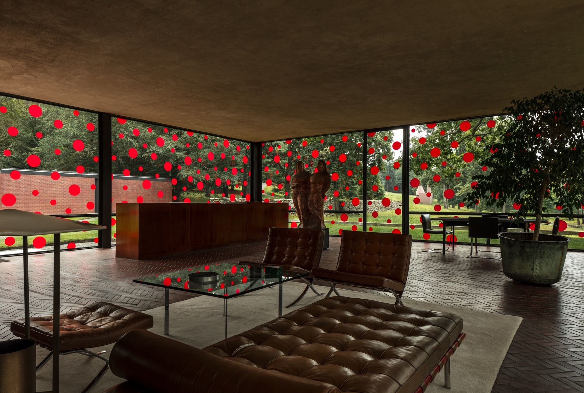Philip Johnson's Glass House Featuring Yayoi Kusama's