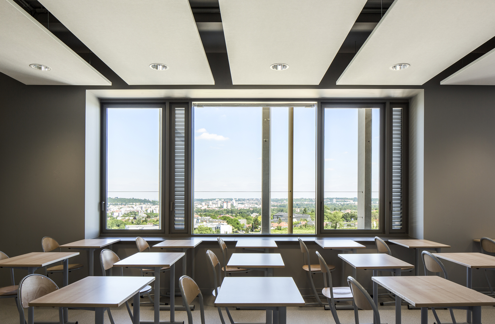 The windows in the classroom. The windows in the classroom