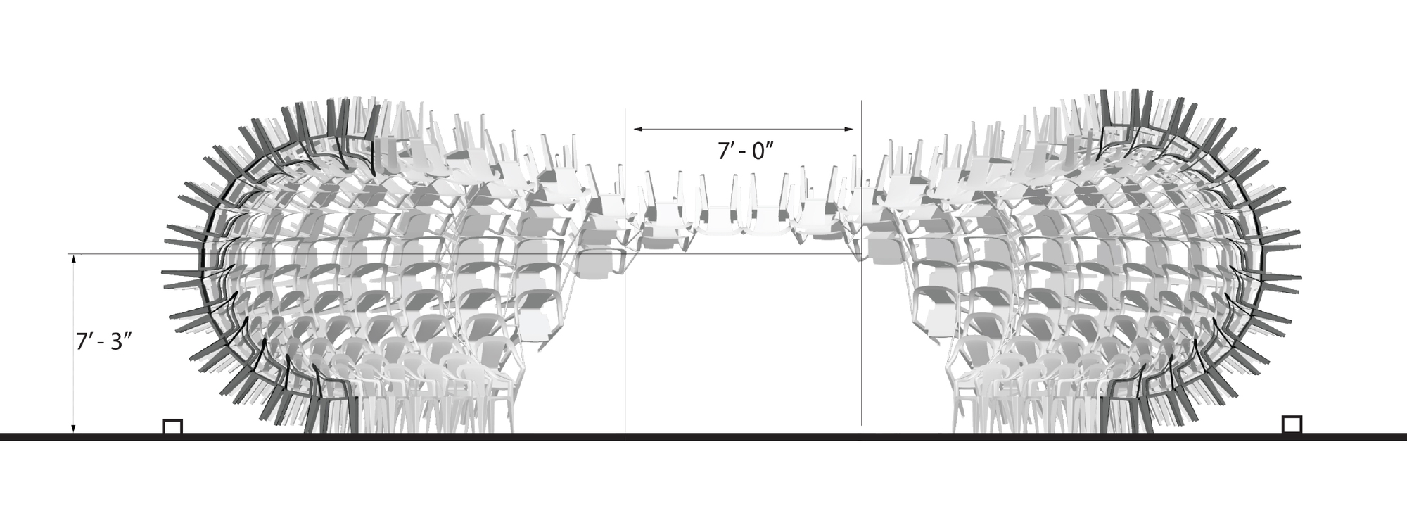 Gallery of How CODA Used Hundreds of White Plastic Chairs To Build A