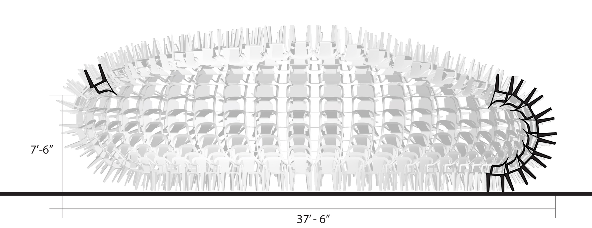 Gallery of How CODA Used Hundreds of White Plastic Chairs To Build A