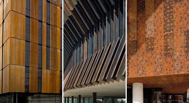 Detalhes construtivos de arquitetura em aço corten