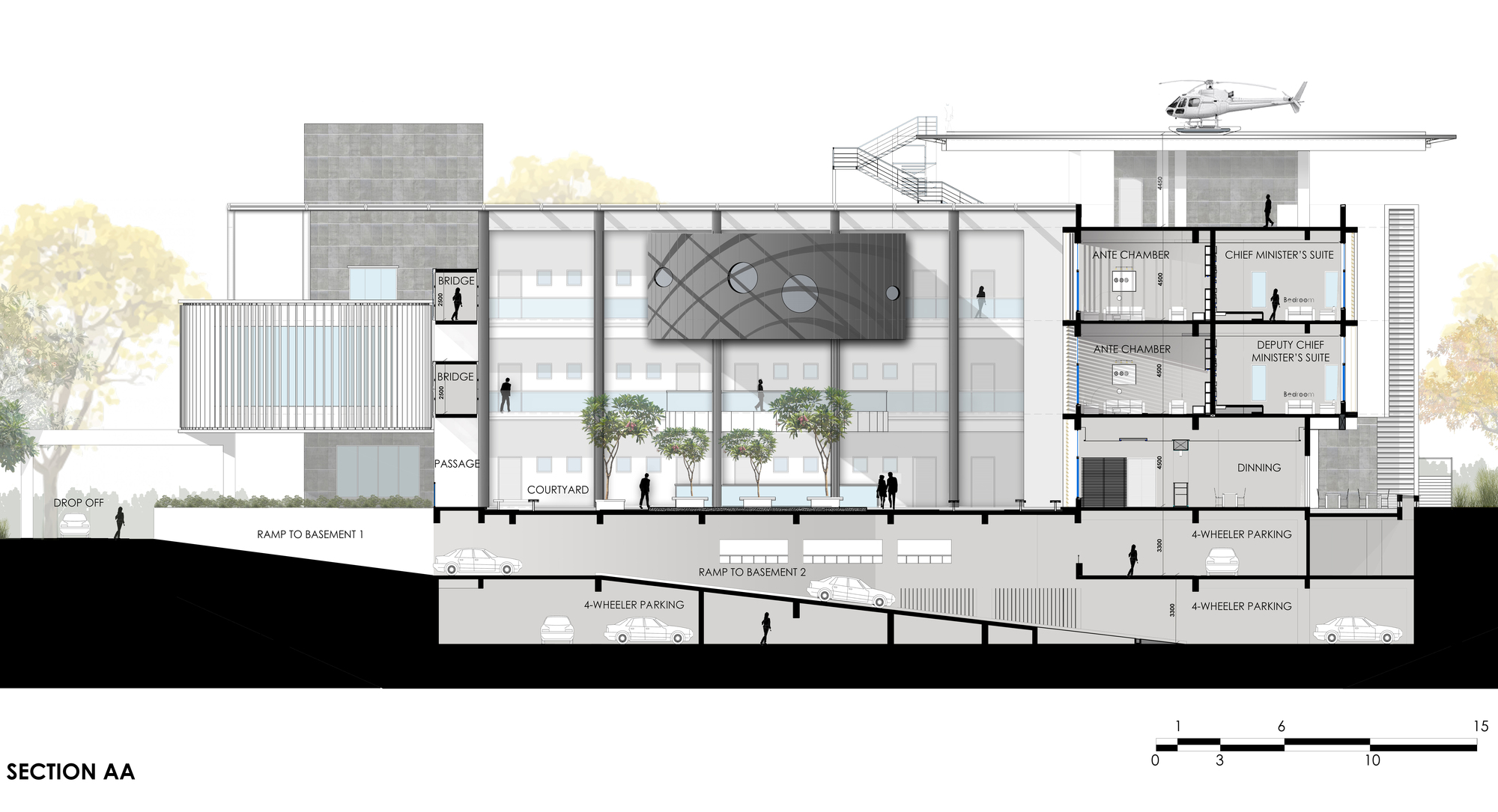 Basement parking plan with ramp picture