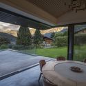 Cabin in Chamonix / Pierre Marchand Architects - Windows, Table, Lighting, Chair, Patio, Garden, Deck, Beam, Courtyard