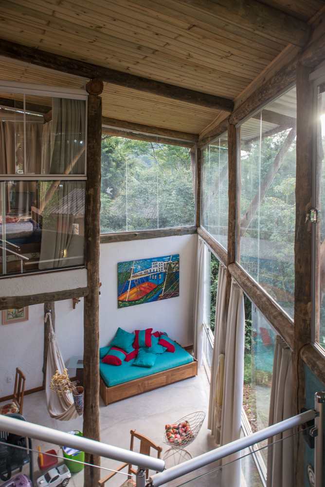 Casa HC  / João Diniz Arquitetura - Terraço, Viga, Balcão, Corrimão, Mesa