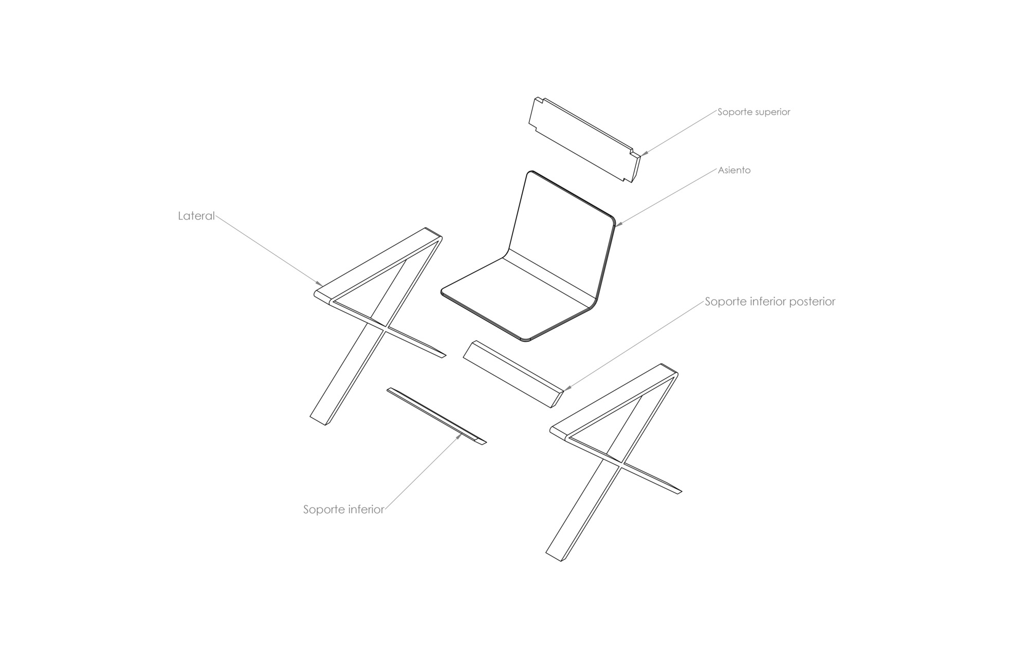 Planos Chair Less Galería de X Chair, un asiento moderno y ergonómico de madera moldeada - 17