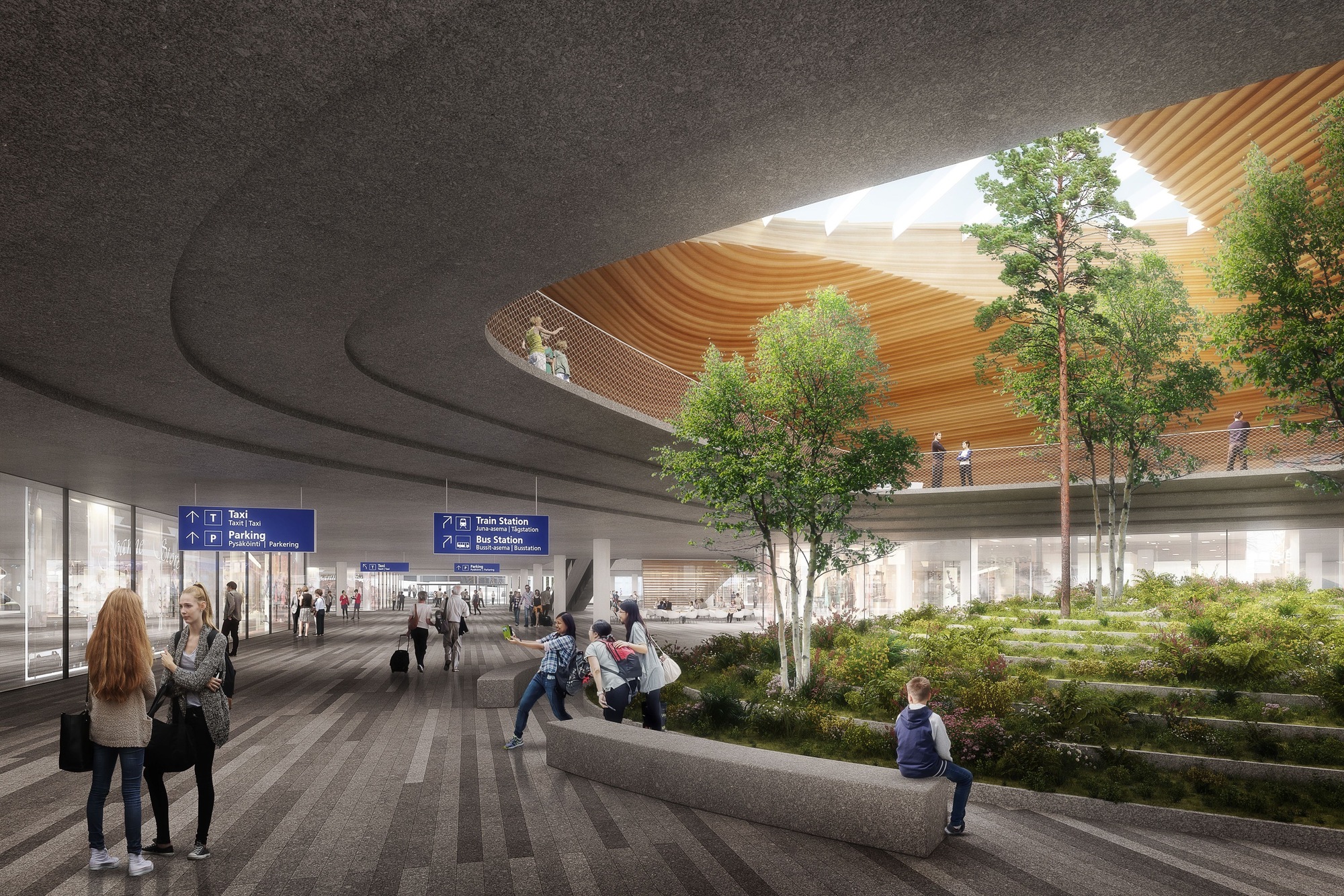 Helsinki Airport to Be Transformed with Undulating Roof and Public Helsinki Airport to Be Transformed with Undulating Roof and Public