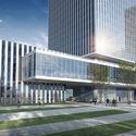 gmp Architekten Designs Glass Tower Headquarters for China UnionPay in Shanghai  - Facade, Cityscape