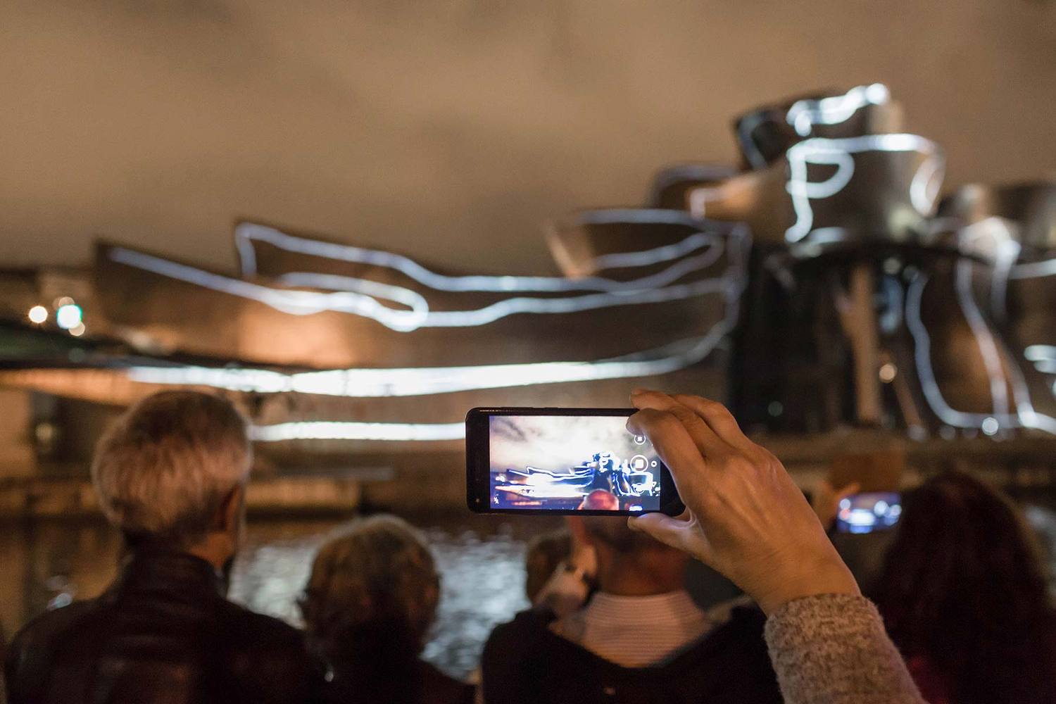 Projection Mapping Light Show Tells the Story of the Guggenheim Bilbao on Its 20th Anniversary,59 Productions transform Guggenheim Museum Bilbao with Reflections, a spectacular projection-mapping event to celebrate its 20th anniversary. Photo by Justin Sutcliffe.