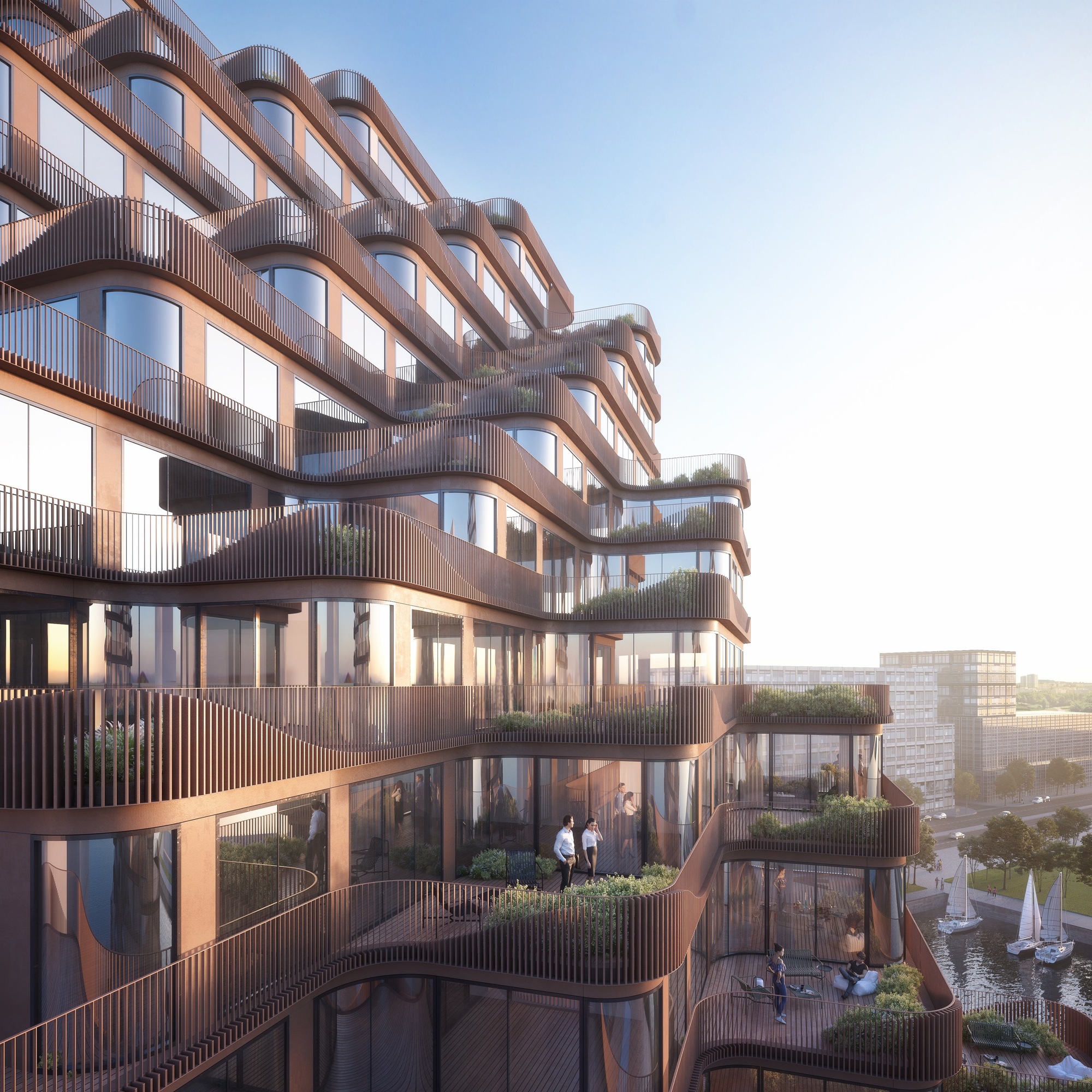 Gallery 3XN Reveals Waving Mixed-Use Building Located Adjacent