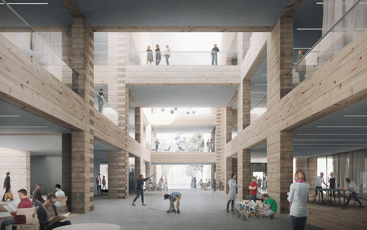 Proyecto de escuela secundaria y centro comunitario pone a prueba los límites de la construcción con troncos de madera - Más Imágenes