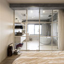 Syncopated, Revolving Door Condo / Tomokazu Hayakawa Architects - Apartment Interiors, Bathroom, Door, Bed, Sink