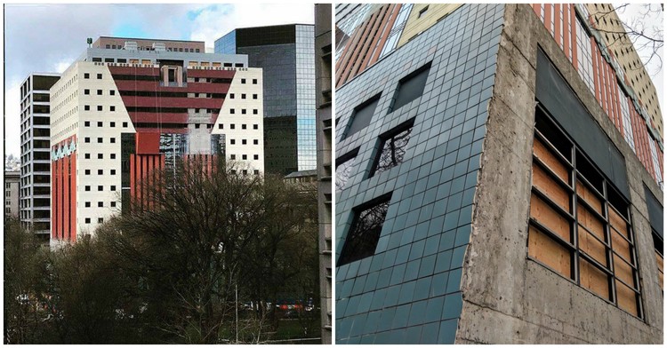 Fachada do Portland Building de Michael Graves é desmontada para reforma   - Mais Imagens