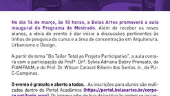 Aula Inaugural do Mestrado Belas Artes