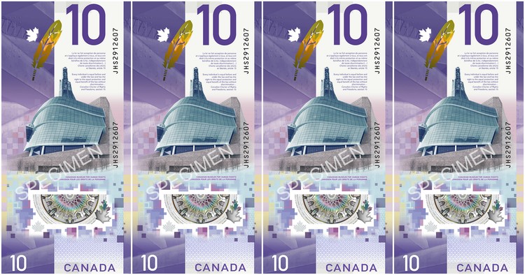 New Canadian $10 Bill to Feature Antoine Predock's Canadian Museum for Human Rights, © Bank of Canada