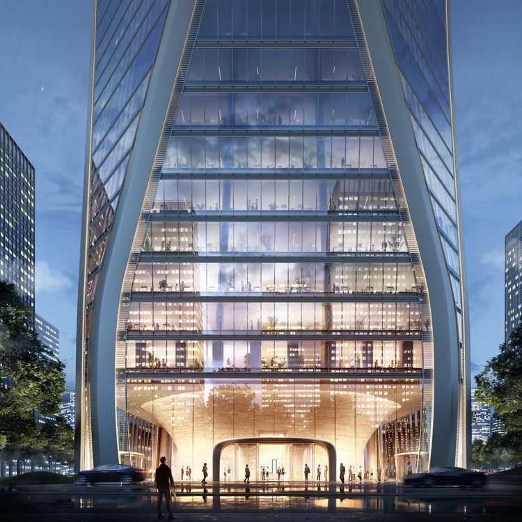 韓国注目ブランド★[SOMSOC] SOMSOC LOGO CROP TOP SOM Unveils Images of Striking Mixed-Use Tower in Hangzhou