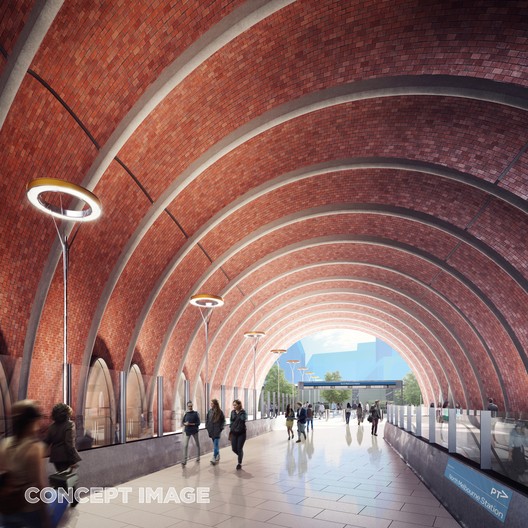 Rogers Stirk Harbour, HASSELL, and Weston Williamson Design Five Metro Stations for Melbourne Rogers Stirk Harbour, HASSELL, and Weston Williamson Design Five Metro Stations for Melbourne - Image 4 of 16