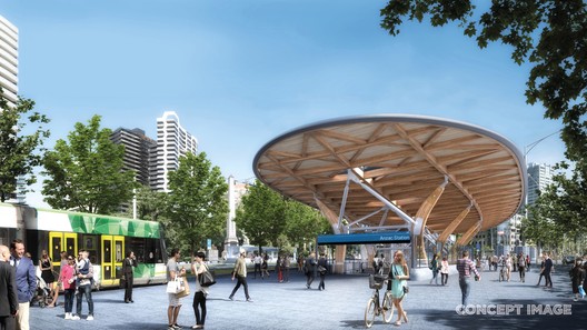 Rogers Stirk Harbour, HASSELL, and Weston Williamson Design Five Metro Stations for Melbourne Rogers Stirk Harbour, HASSELL, and Weston Williamson Design Five Metro Stations for Melbourne - Image 1 of 16