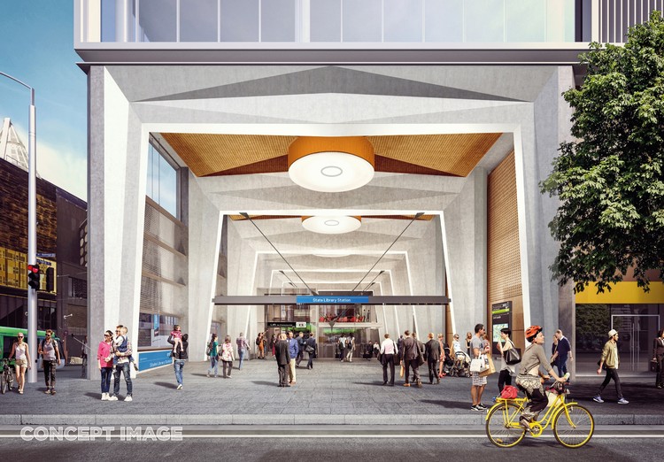 Rogers Stirk Harbour, HASSELL, and Weston Williamson Design Five Metro Stations for Melbourne - Image 8 of 16