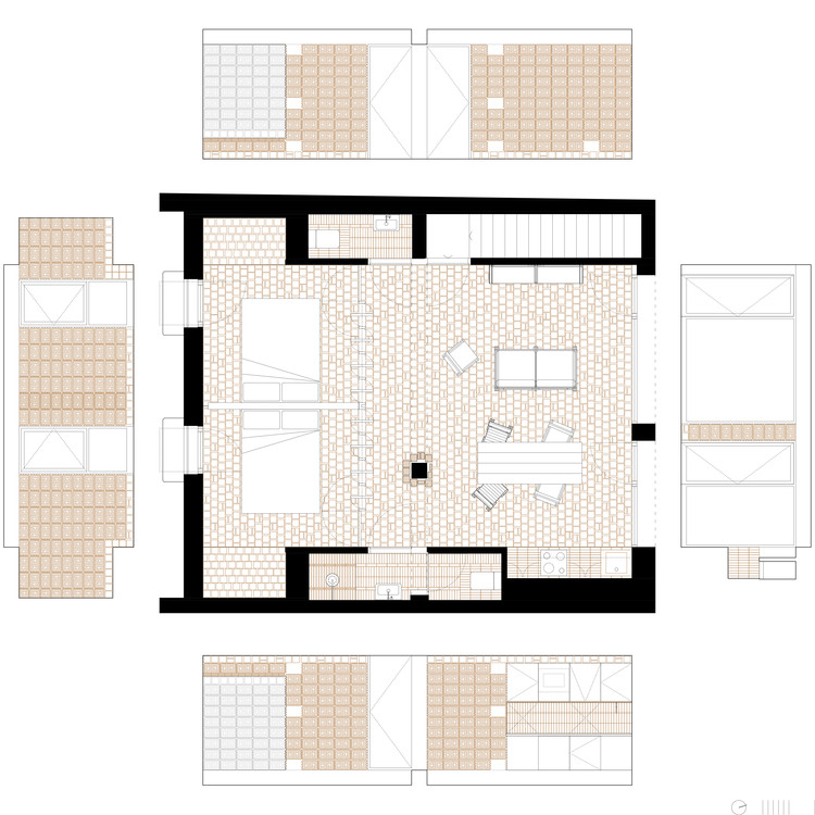 Planta + Elevaciones Interiores