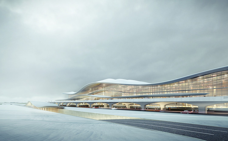 Aedas Wins Yantai International Airport Terminal 2 Design Competition with an Undulating Roof Resembling the Kunyu Mountains - Image 2 of 2