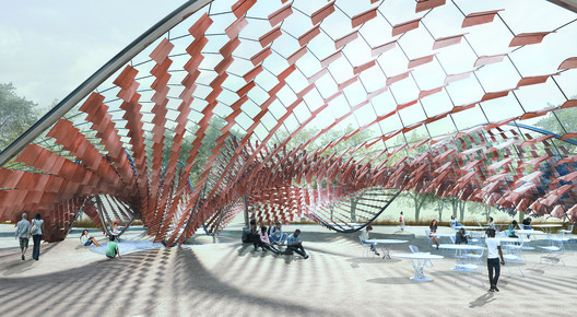 'Flocking Tejas': Generating a Complex Geometric Body with Suspended Clay Tiles - Image 13 of 17