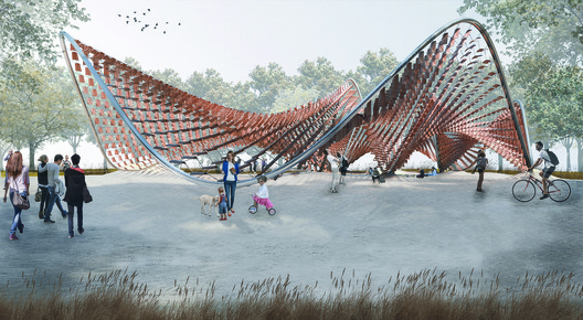 'Flocking Tejas': Generating a Complex Geometric Body with Suspended Clay Tiles - Image 8 of 17