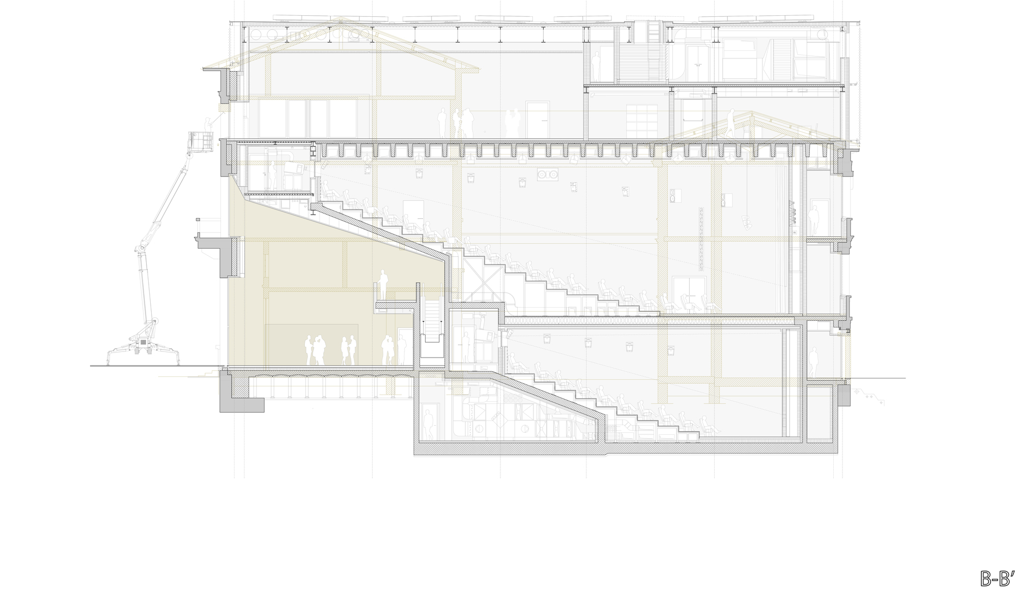 Galería de Cine y espacios de proyección ejemplos de arquitectura en planta y sección 15