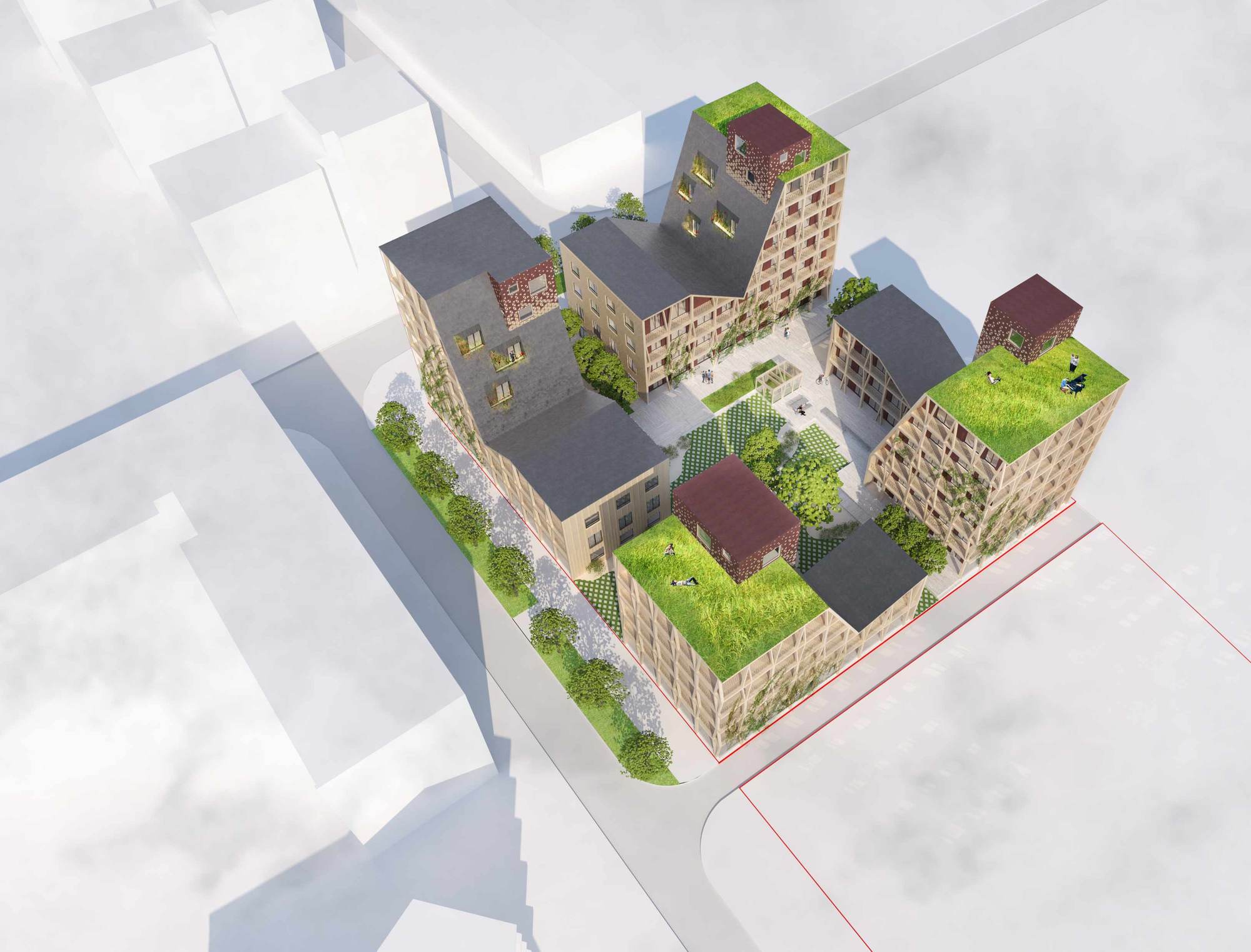 Gallery of Tieno Designs an Eco-Friendly City Block Constructed From