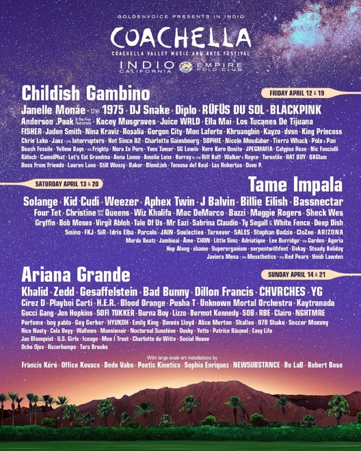 2019 Lineup. Image Courtesy of Coachella