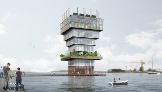 Studio NAB designs a Floating Urban Farming Tower for Future Cities Studio NAB designs a Floating Urban Farming Tower for Future Cities - Image 1 of 13