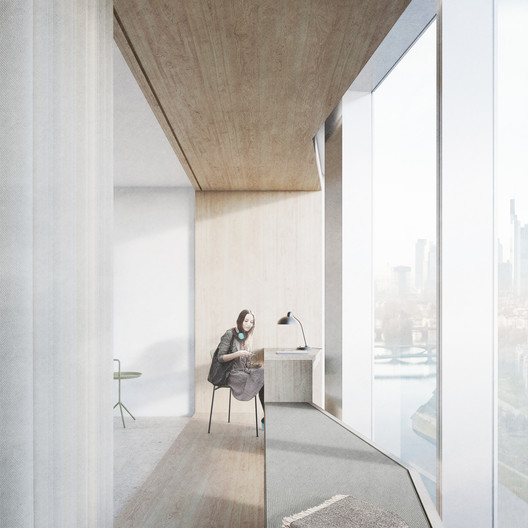 Barkow Leibinger Designs Triangular "Lighthouse" Hotel and Boarding House for Frankfurt's Waterfront - Image 4 of 16