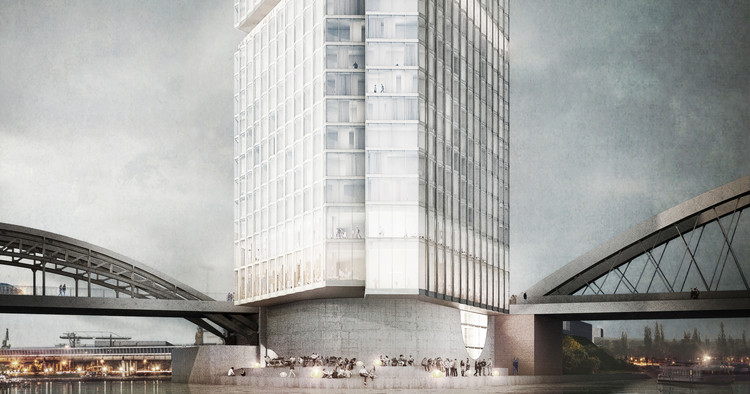 Barkow Leibinger projeta hotel e apart-hotel triangular Lighthouse para a orla de Frankfurt - Mais Imagens