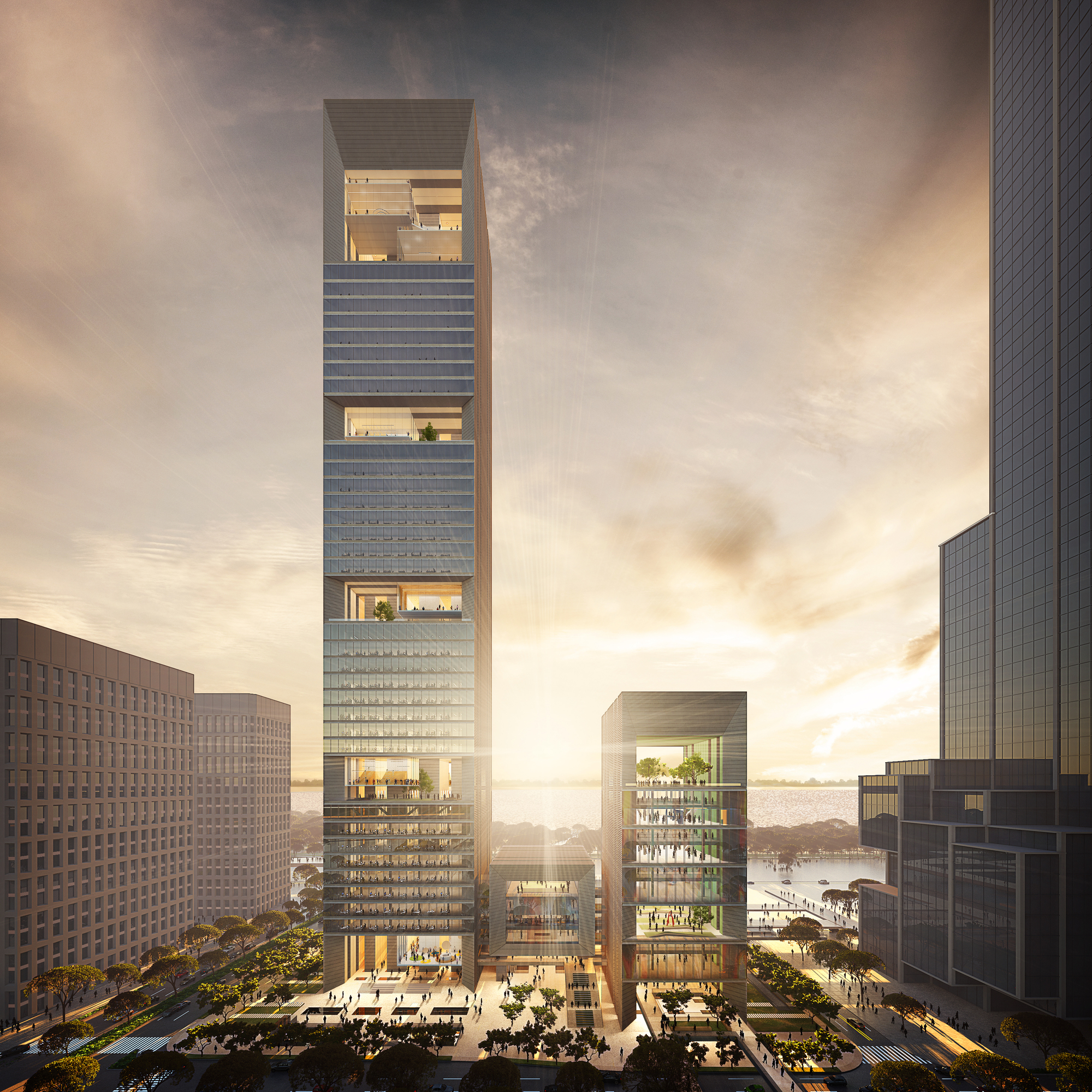 画廊 gmp 赢恒力集团深圳办公大楼设计竞赛 - 1