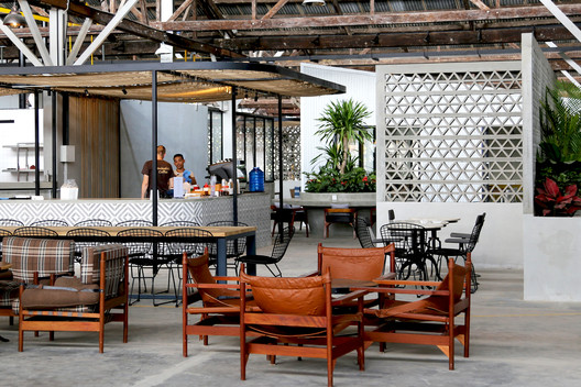 Factory Phnom Penh Social Hub / Bloom Architecture - Interior Photography, Table, Chair, Beam