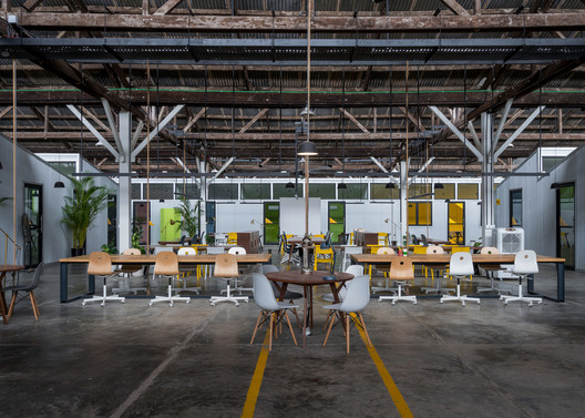 Factory Phnom Penh Social Hub / Bloom Architecture - Interior Photography, Dining room, Chair, Beam