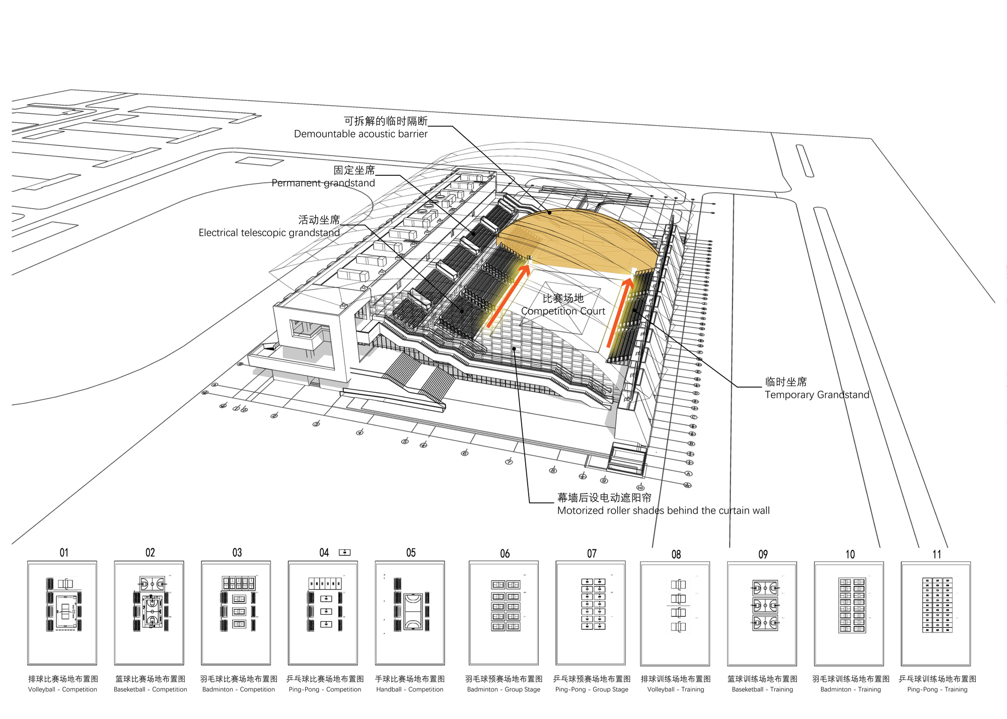 Gallery of Volleyball Arena of 2nd National Youth Games of China