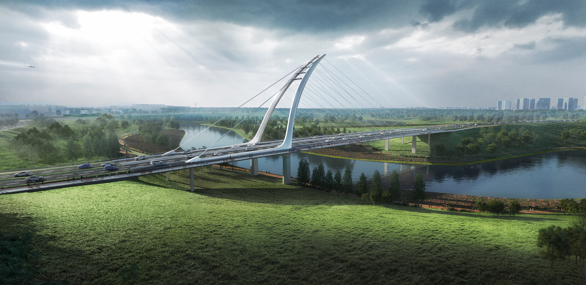 Gallery Of Sbp Creates Two Winning Bridge Designs For China S Tianfu Airport City 4