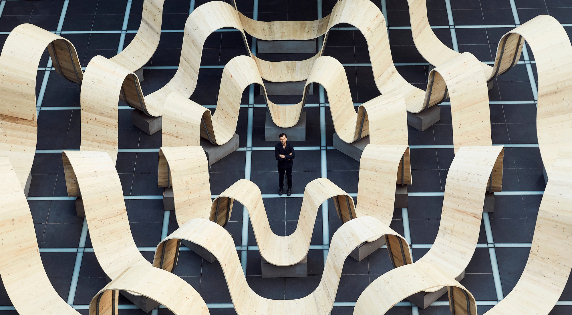 Wooden Wave Pavilion by Paul Cocksedge Opens at 2019 London Design