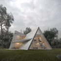 Iranian Project Manipulates Geometric Slabs for Privacy in Forest Villa  - Image 1 of 4