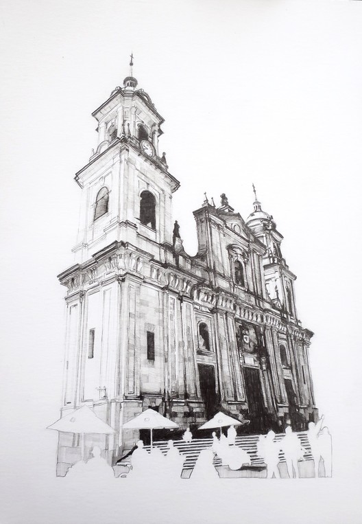 1er puesto - Catedral Basílica Metropolitana de Colombia, Katarzyna Religa Feraz. Image Cortesía de Urban Sketchers Bogotá