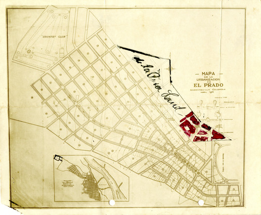 Mapa de la Urbanización El Prado, Barranquilla - Colombia, 1922 (Archivo Karl Parrish, Universidad del Norte). Image Cortesía de Universidad del Norte