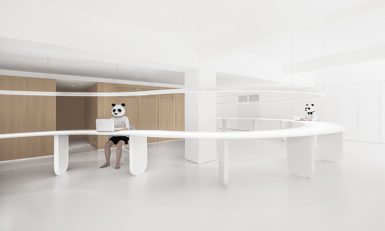 CUN Panda Office / PANDA Design - Offices Interiors, Facade, Table, Bench