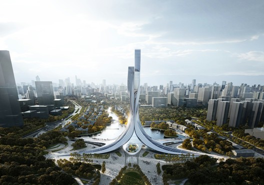 RMJM Creates a 180 Meters Tower for the Xiangjiang Gate in Hunan, China RMJM Creates a 180 Meters Tower for the Xiangjiang Gate in Hunan, China - Image 2 of 5
